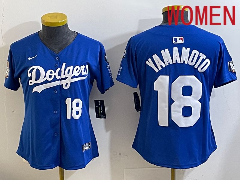 Women Los Angeles Dodgers #18 Yamamoto Blue Game 2024 Nike MLB Jersey style 1127